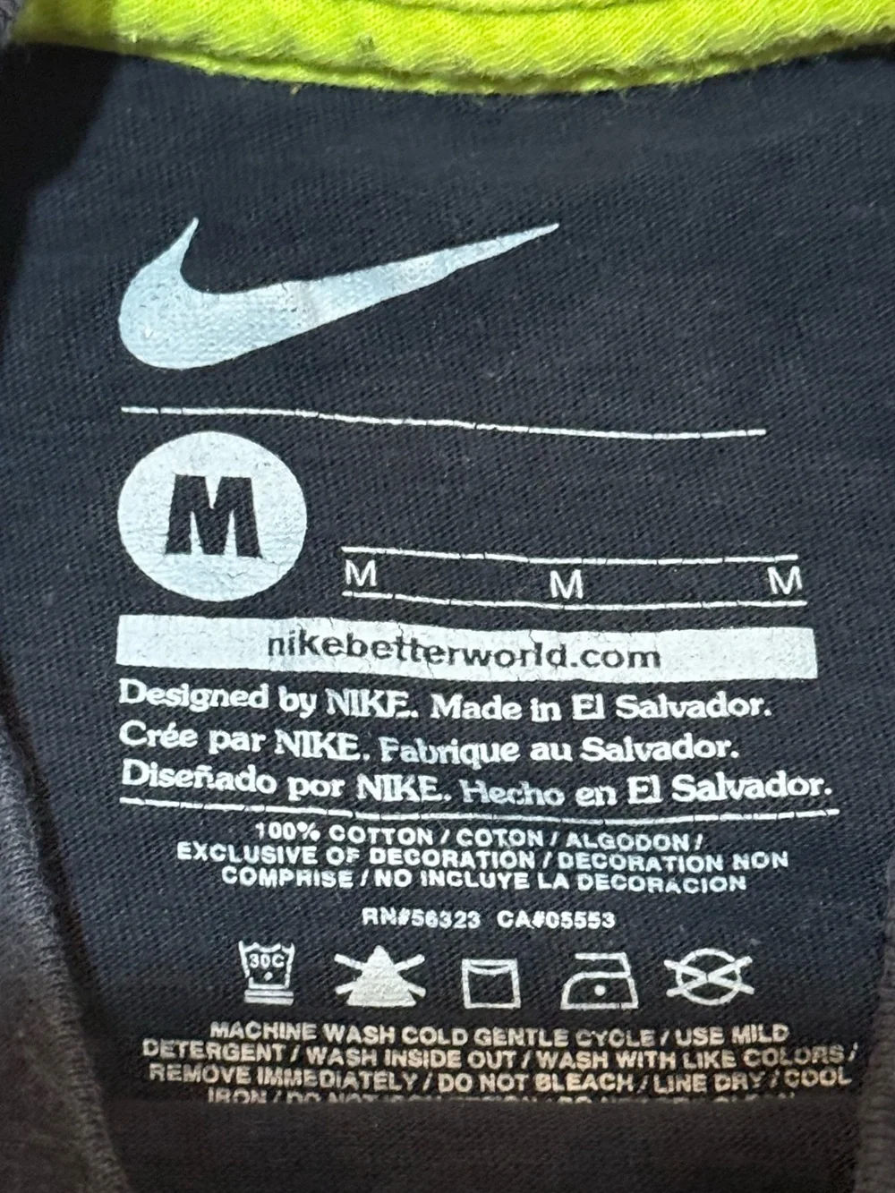 Nike Black T‑Shirt with Neon Green Football Swoosh
